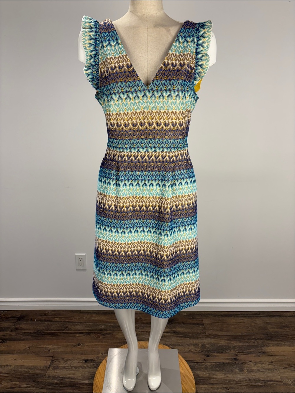 Anthropologie Tabitha Teahouse Crochet Chevron Ruffle Mini Dress 6